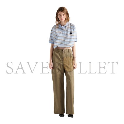 PRADA CROPPED STRIPED PIQUÉ POLO SHIRT 39609